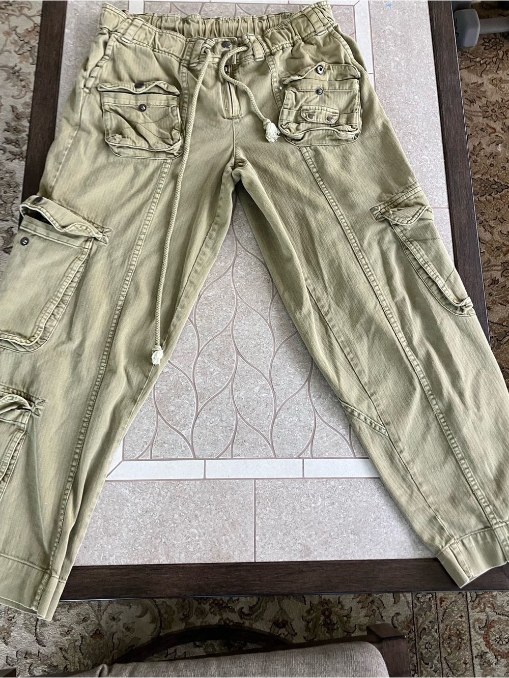 Free People Olive Utility Cargo Joggers with Drawstring